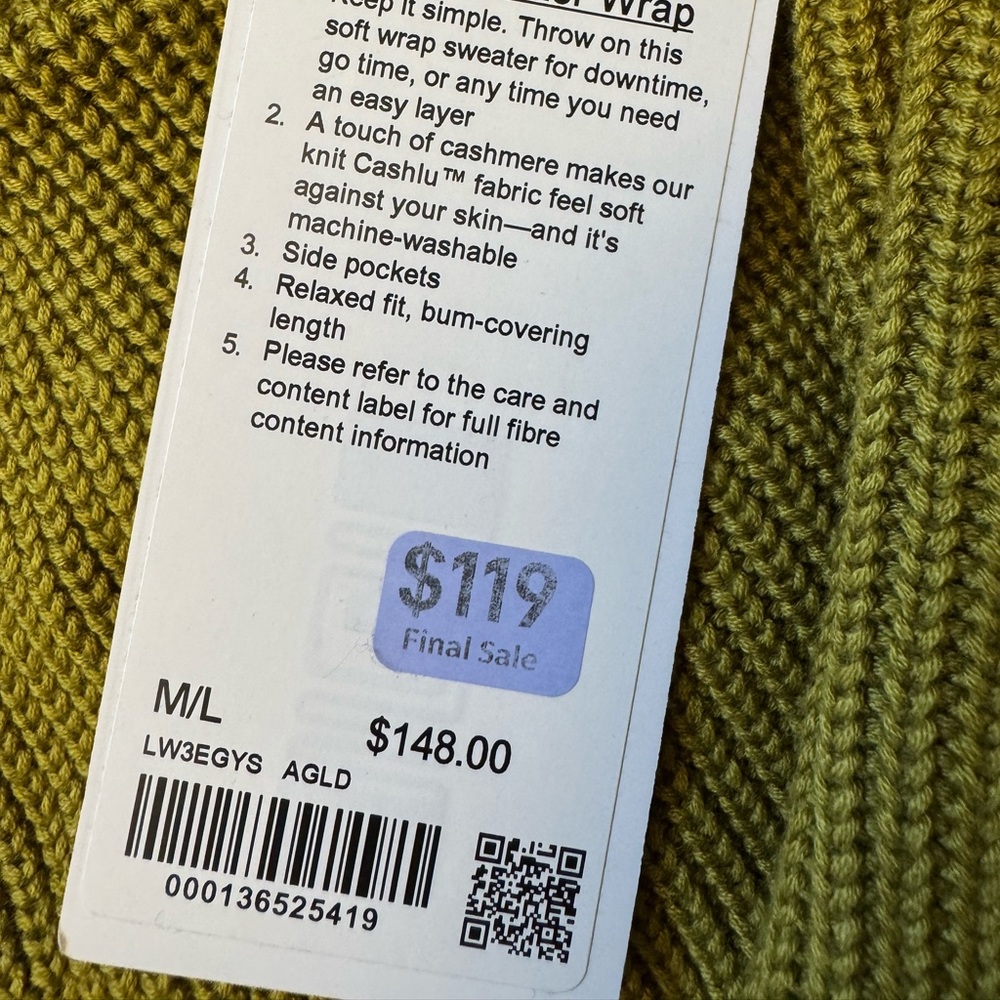 Lululemon Cashlu Sweater Wrap Women's - Picture 7 of 7